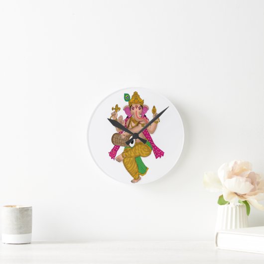 Dancing Ganesha Clock Runde Wanduhr (Zuhause)