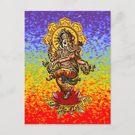 DANCING GANESHA | Kirschfarben Postkarte (Vorderseite)