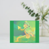 Dancing Gardener Abstrakt Art Postkarte Grün, Gold (Stehend Vorderseite)