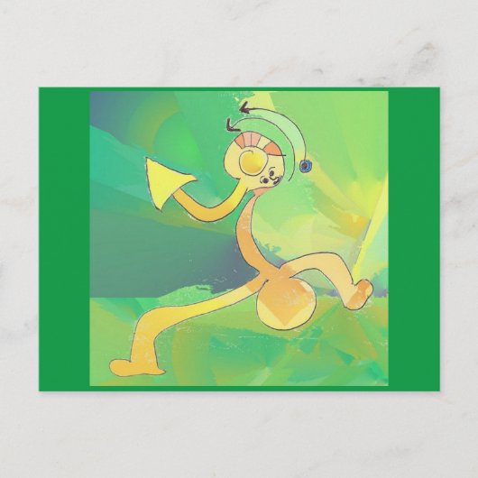 Dancing Gardener Abstrakt Art Postkarte Grün, Gold (Vorderseite)