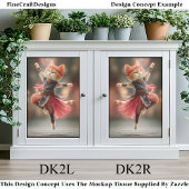 Dancing Ginger Tabby Cat Ballerina DK2R Decoupage Seidenpapier