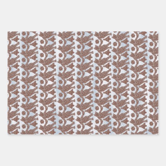 Dancing Gingerbread Cats Gift Wrap (auf weiß) Geschenkpapier Set (Vorderseite 3)