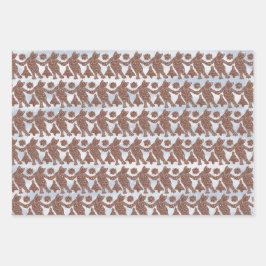 Dancing Gingerbread Cats Gift Wrap (auf weiß) Geschenkpapier Set