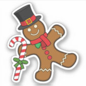 Dancing Gingerbread Man Aufkleber (Vorderseite)