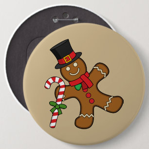 Dancing Gingerbread Man Button