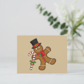Dancing Gingerbread Man Feiertagspostkarte (Stehend Vorderseite)