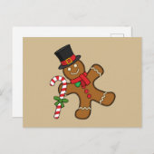 Dancing Gingerbread Man Feiertagspostkarte (Vorne/Hinten)