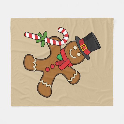 Dancing Gingerbread Man Fleecedecke (Vorderseite (Horizontal))