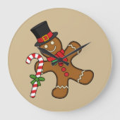 Dancing Gingerbread Man Große Wanduhr (Vorderseite)