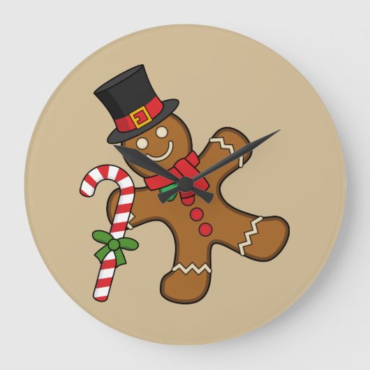 Dancing Gingerbread Man Große Wanduhr (Vorderseite)