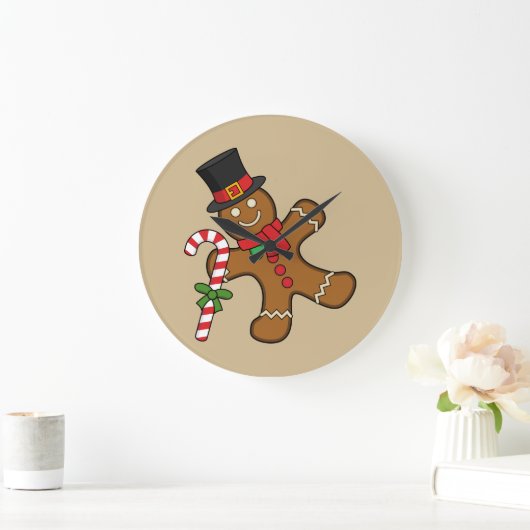Dancing Gingerbread Man Große Wanduhr (Zuhause)