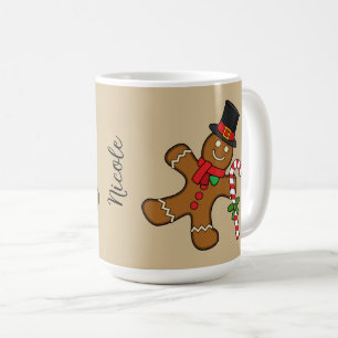 Dancing Gingerbread Man   Name oder Text hinzufüge Kaffeetasse