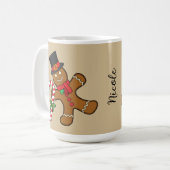 Dancing Gingerbread Man | Name oder Text hinzufüge Kaffeetasse (Vorderseite Links)
