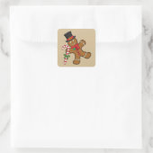 Dancing Gingerbread Man Quadratischer Aufkleber (Tasche)