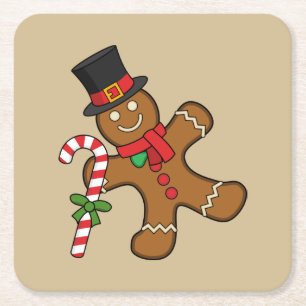 Dancing Gingerbread Man Rechteckiger Pappuntersetzer