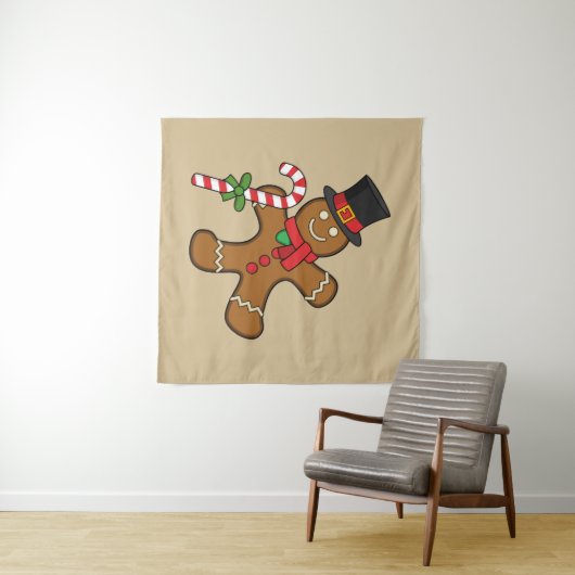 Dancing Gingerbread Man Wandteppich (Beispiel (Horizontal))