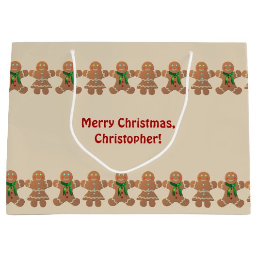 Dancing Gingerbrot Cookies Große Geschenktüte (Vorderseite)