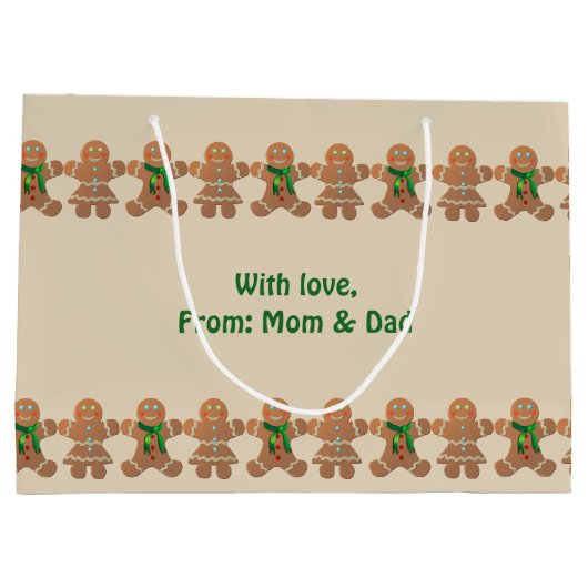 Dancing Gingerbrot Cookies Große Geschenktüte (Rückseite)