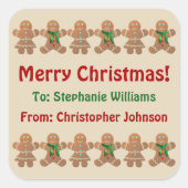 Dancing Gingerbrot Cookies Quadratischer Aufkleber (Vorderseite)