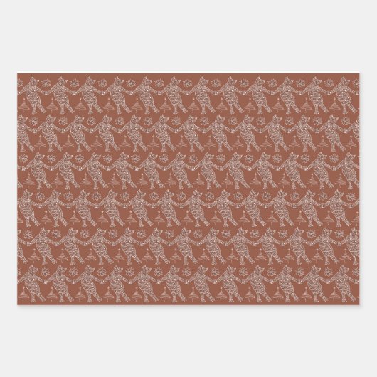 Dancing Gingerbrot Katzen Geschenkpapier Set (Vorderseite 3)