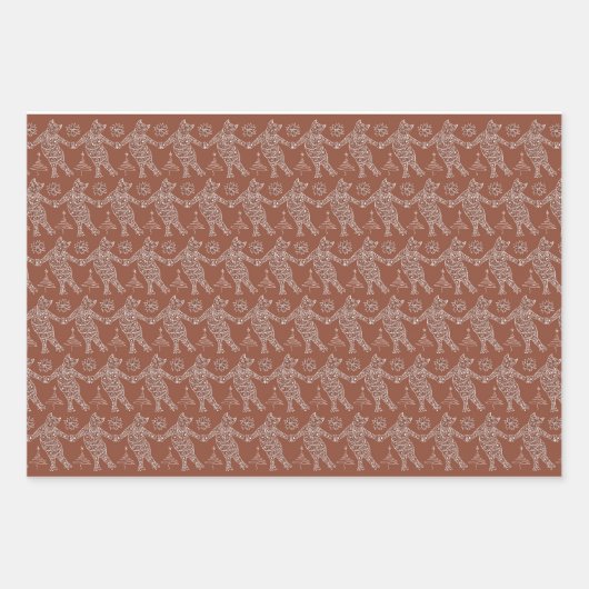 Dancing Gingerbrot Katzen Geschenkpapier Set (Vorderseite)