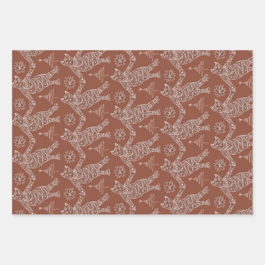 Dancing Gingerbrot Katzen Wrapping Paper Geschenkpapier Set (Vorderseite 2)