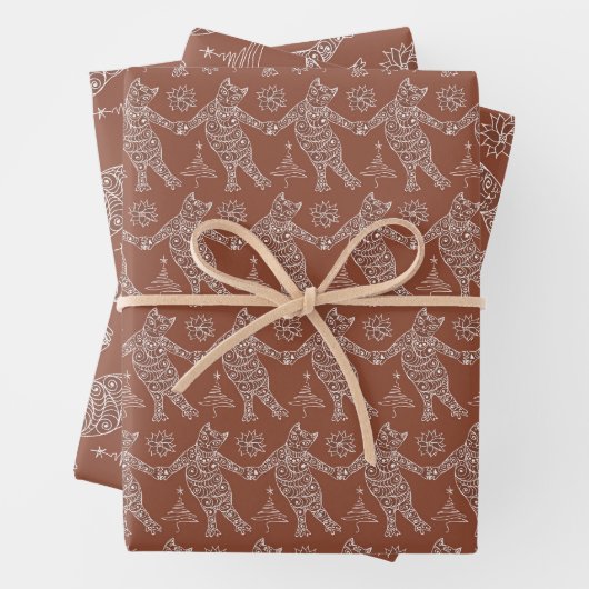 Dancing Gingerbrot Katzen Wrapping Paper Geschenkpapier Set (Beispiel)