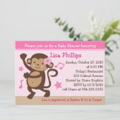 Dancing Girl Monkey Rocker Baby Shower Einladung (Stehend Vorderseite)