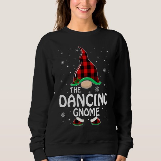Dancing Gnome Buffalo Kariert Matching Family Chri Sweatshirt (Vorderseite)