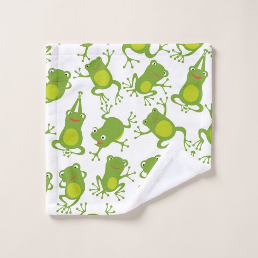 Dancing Green Frogs Badhandtuch Set (Waschlappen)