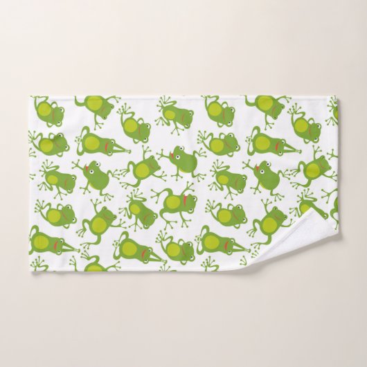 Dancing Green Frogs Badhandtuch Set (Handtuch)