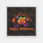 Dancing Happy Pumpkin Halloween Leckereien Serviette (Vorderseite)