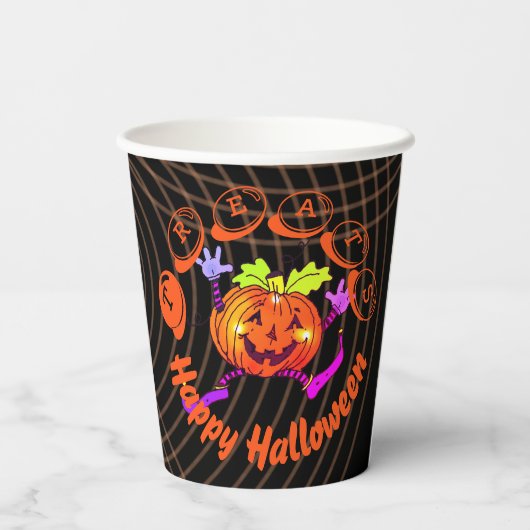 Dancing Happy Pumpkin Halloween Pappbecher (Rückseite)