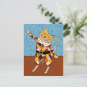 Dancing Harlequin Kitty Postcard Postkarte (Stehend Vorderseite)