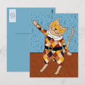Dancing Harlequin Kitty Postcard Postkarte (Vorne/Hinten)