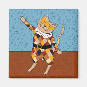 Dancing Harlequin Kitty Square Magnet (Vorne)