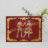 Dancing Harlequins Folien Feiertagskarte (Stehend vorne)