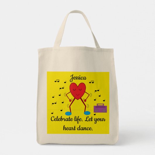 Dancing Heart Grocery Tragetasche (Rückseite)