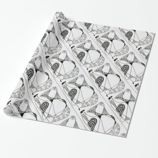"Dancing Hen" Abstraktes Design-Umschlagpapier Geschenkpapier (Ungerollt)