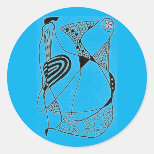 "Dancing Hen on Blue" Sticker für abstraktes Desig (Vorderseite)