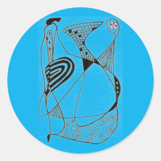 "Dancing Hen on Blue" Sticker für abstraktes Desig