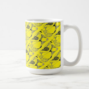 "Dancing Hen on Yellow Tiled" Abstrakte Tasse
