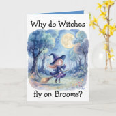 "Dancing Hexe" Kinderwitz Halloween Karte (Gelbe Blume)