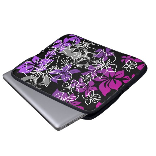 Dancing Hibiskus Hawaiian Neoprene Wetsuit Laptopschutzhülle (Vorne Knopf)
