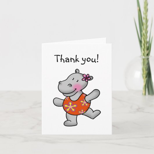 Dancing hippo thank you dankeskarte (Vorderseite)