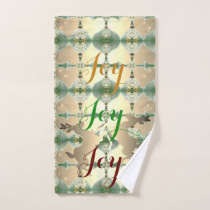 Dancing Holiday Reindeer w "Joy Joy Joy" Handtuch
