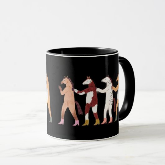 Dancing Horses Whimsical Mug Tasse (VorderseiteRechts)