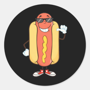 Dancing Hotdog Shirt - Funny Food T Shirt Runder Aufkleber