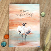 Dancing Japanisch Tancho Cranes Beige Blue Wedding Einladung