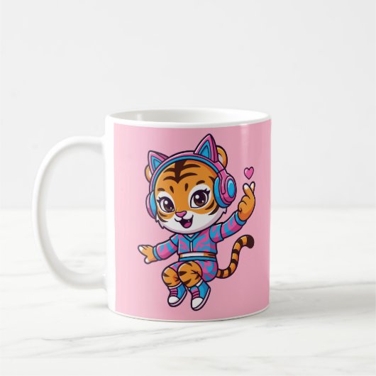 Dancing K-pop Tiger Kaffeetasse (Links)